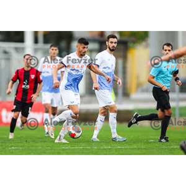 In action during Prva liga Telemach 2024/2025 football match between Primorje and Nafta in Ajdovscina, Slovenia on October 26, 2024