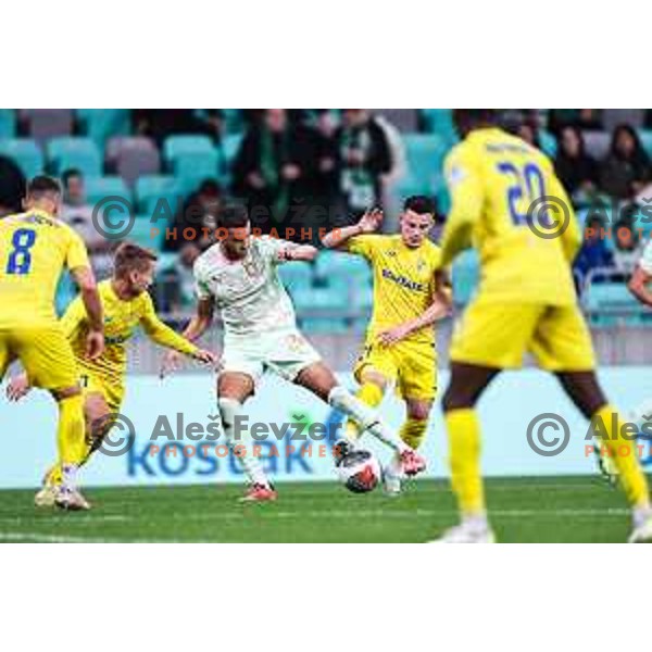 in action during Prva Liga Telemach 2024/2025 football match between Olimpija and Domzale in Ljubljana, Slovenia on October 27, 2024
