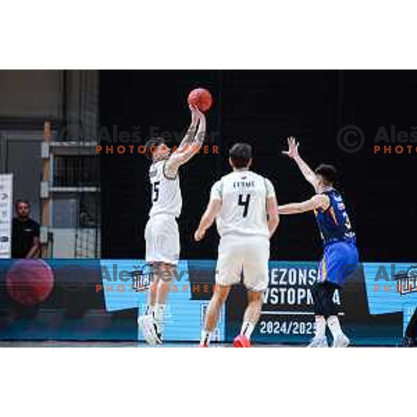 in action during ABA 2 league 2024/25 basketball match between Iliriija and Zlatibor in Ljubljana, Slovenia on October 28, 2024