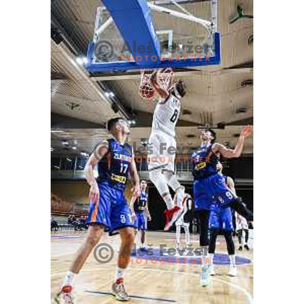 in action during ABA 2 league 2024/25 basketball match between Iliriija and Zlatibor in Ljubljana, Slovenia on October 28, 2024