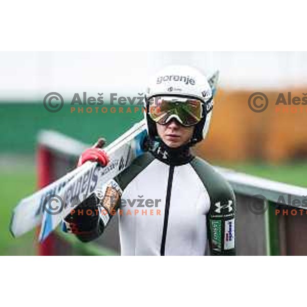 Nika Prevc of Slovenia Women’s Ski jumping team during practice session Kranj, Slovenia on October 24, 2024