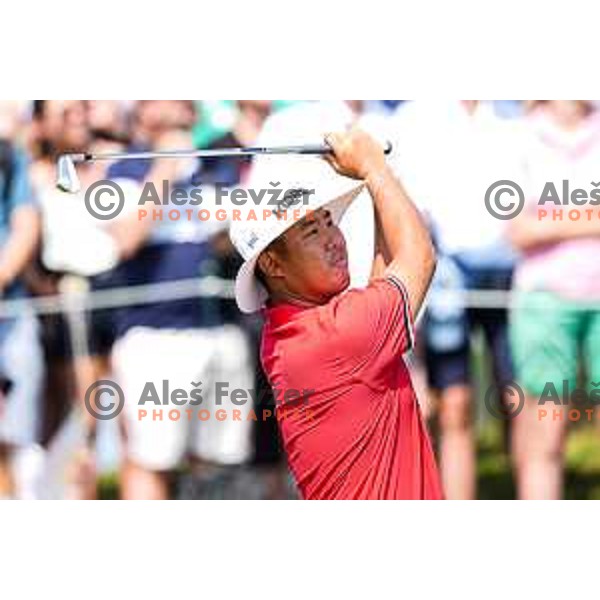 in action during first round of Men’s Olympic Golf Tournament at Paris 2024 Summer Olympic Games, France on August 1, 2024