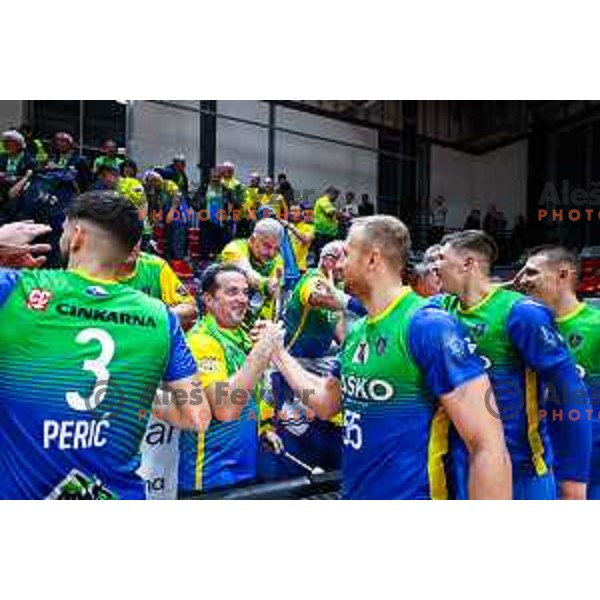 in action during 1.NLB League handball match between LL Grosist Slovan and Celje in Ljubljana, Slovenia on October 22, 2024