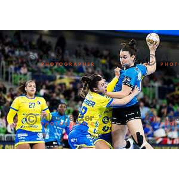 Stanko Tjaša of Krim Mercator in action during EHF Women’s Champion League 2024/25 match between Krim Mercator and Metz Handball in Arena Stozice, Slovenia, 10th November 2024. Photo: Grega Valancic / alesfevzer.com