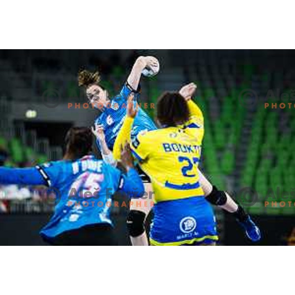 Gros Ana of Krim Mercator in action during EHF Women’s Champion League 2024/25 match between Krim Mercator and Metz Handball in Arena Stozice, Slovenia, 10th November 2024. Photo: Grega Valancic / alesfevzer.com