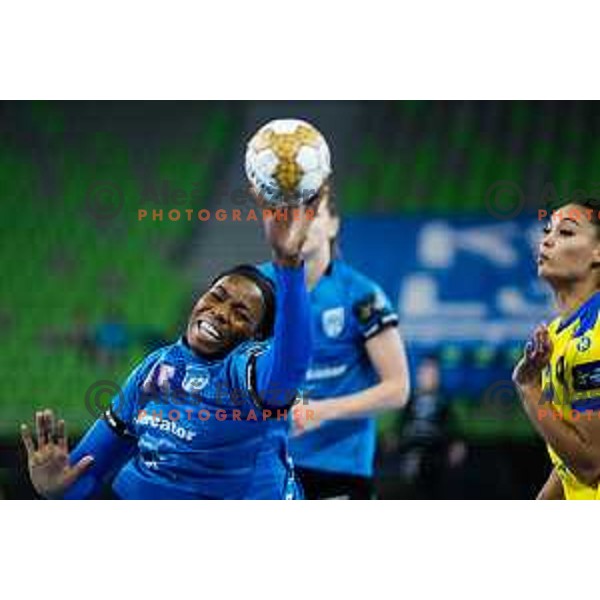 N\'Diaye Hawa of Krim Mercator in action during EHF Women’s Champion League 2024/25 match between Krim Mercator and Metz Handball in Arena Stozice, Slovenia, 10th November 2024. Photo: Grega Valancic / alesfevzer.com