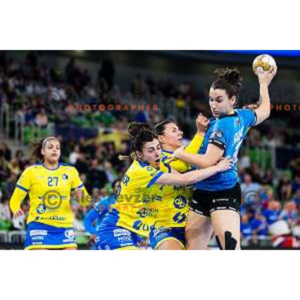 Stanko Tjaša of Krim Mercator in action during EHF Women’s Champion League 2024/25 match between Krim Mercator and Metz Handball in Arena Stozice, Slovenia, 10th November 2024. Photo: Grega Valancic / alesfevzer.com