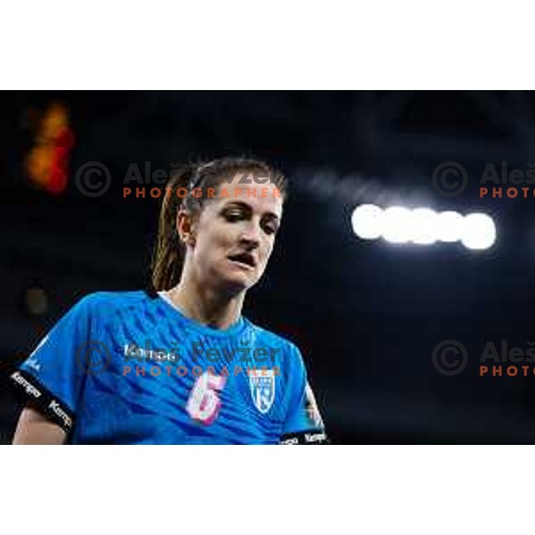 Gros Ana of Krim Mercator in action during EHF Women’s Champion League 2024/25 match between Krim Mercator and Metz Handball in Arena Stozice, Slovenia, 10th November 2024. Photo: Grega Valancic / alesfevzer.com