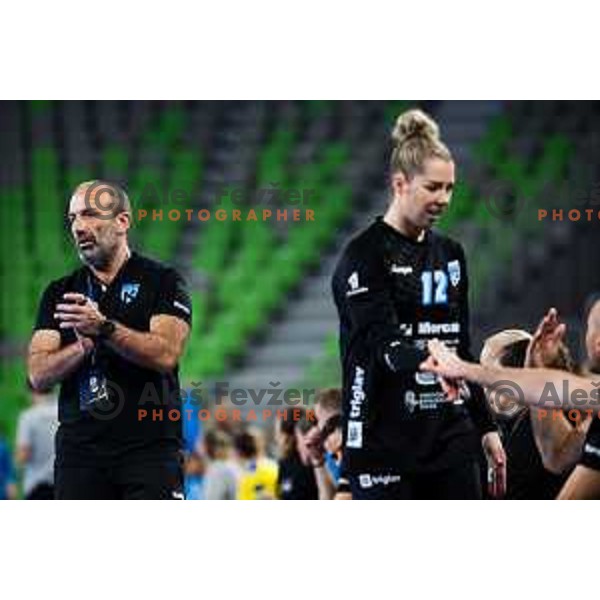 Dragan Adzic head coach of Krim Mercator in action during EHF Women’s Champion League 2024/25 match between Krim Mercator and Metz Handball in Arena Stozice, Slovenia, 10th November 2024. Photo: Grega Valancic / alesfevzer.com