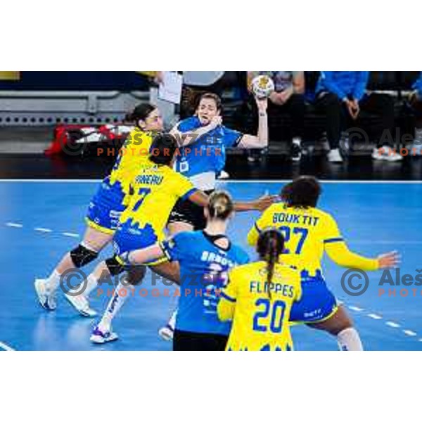 Gros Ana of Krim Mercator in action during EHF Women’s Champion League 2024/25 match between Krim Mercator and Metz Handball in Arena Stozice, Slovenia, 10th November 2024. Photo: Grega Valancic / alesfevzer.com