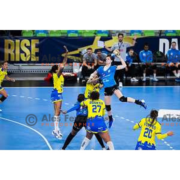 Gros Ana of Krim Mercator in action during EHF Women’s Champion League 2024/25 match between Krim Mercator and Metz Handball in Arena Stozice, Slovenia, 10th November 2024. Photo: Grega Valancic / alesfevzer.com