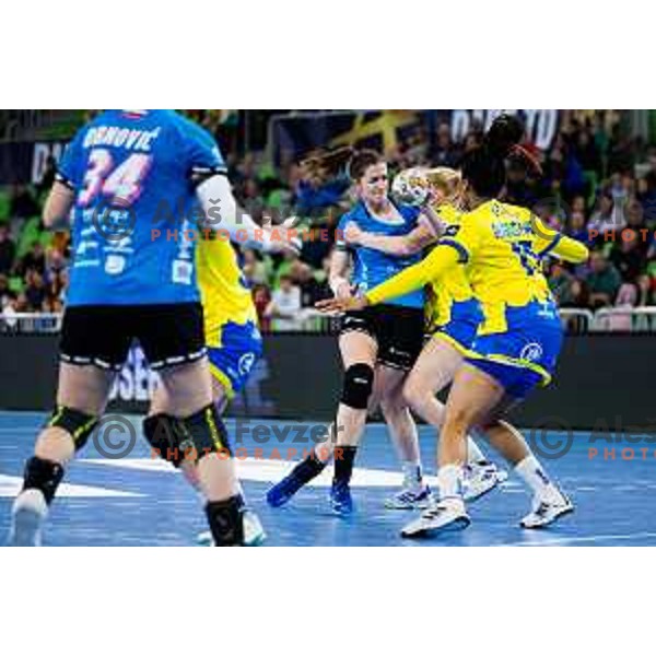 Gros Ana of Krim Mercator in action during EHF Women’s Champion League 2024/25 match between Krim Mercator and Metz Handball in Arena Stozice, Slovenia, 10th November 2024. Photo: Grega Valancic / alesfevzer.com