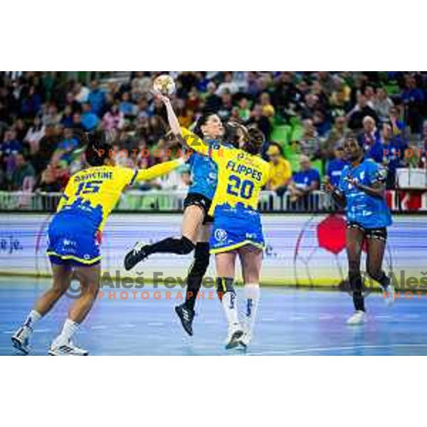 Grbic Itana of Krim Mercator in action during EHF Women’s Champion League 2024/25 match between Krim Mercator and Metz Handball in Arena Stozice, Slovenia, 10th November 2024. Photo: Grega Valancic / alesfevzer.com