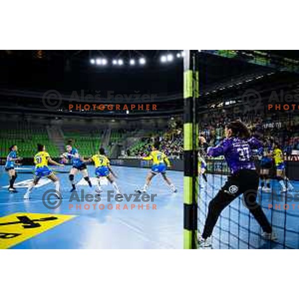 Gros Ana of Krim Mercator in action during EHF Women’s Champion League 2024/25 match between Krim Mercator and Metz Handball in Arena Stozice, Slovenia, 10th November 2024. Photo: Grega Valancic / alesfevzer.com