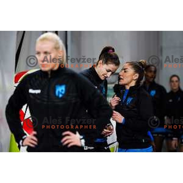 Gros Ana of Krim Mercator and Radicevic Jovanka of Krim Mercator in action during EHF Women’s Champion League 2024/25 match between Krim Mercator and Metz Handball in Arena Stozice, Slovenia, 10th November 2024. Photo: Grega Valancic / alesfevzer.com