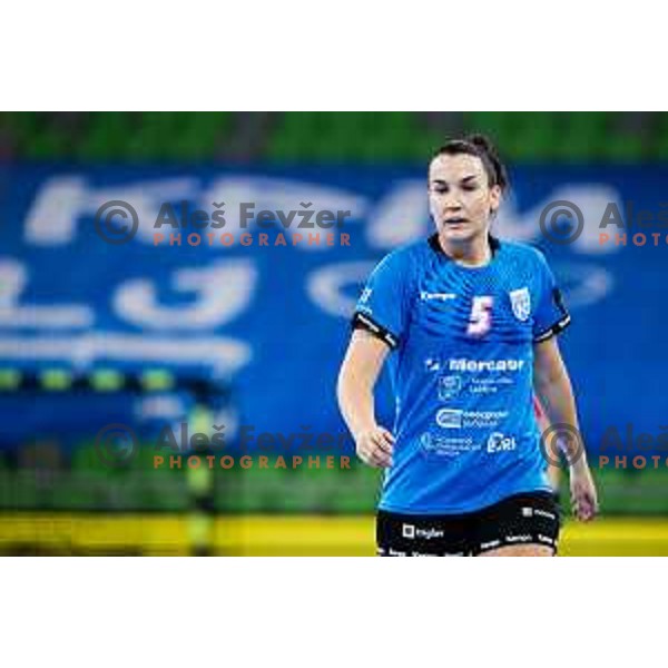 Stanko Tjasa of Krim Mercator in action during EHF Women’s Champion League 2024/25 match between Krim Mercator and Metz Handball in Arena Stozice, Slovenia, 10th November 2024. Photo: Grega Valancic / alesfevzer.com