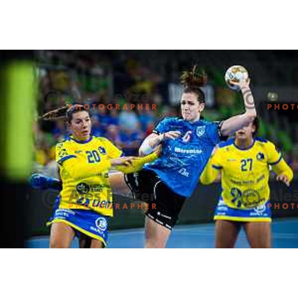 Gros Ana of Krim Mercator in action during EHF Women’s Champion League 2024/25 match between Krim Mercator and Metz Handball in Arena Stozice, Slovenia, 10th November 2024. Photo: Grega Valancic / alesfevzer.com