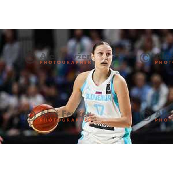 Ajsa Sivka of Slovenia in action during basketball match between Slovenia and Hungary, FIBA Women\'s EuroBasket Qualifiers, Ljubljana, Slovenia on November 10, 2024