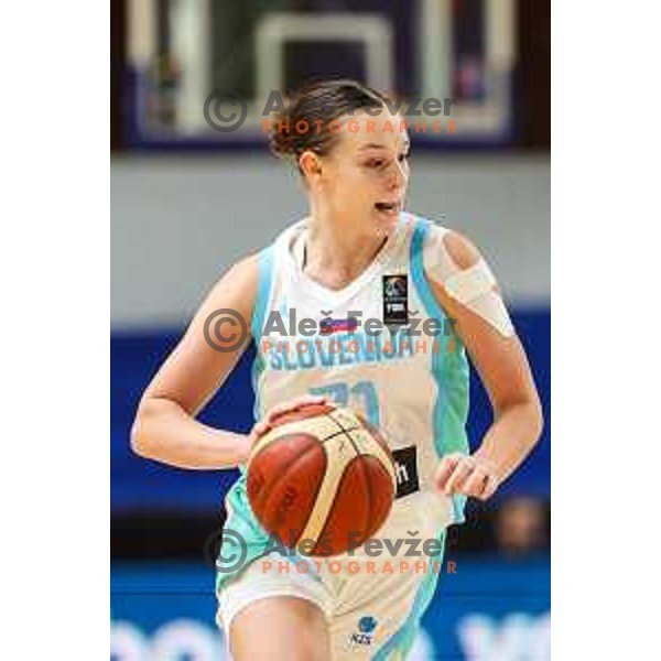 Lea Bartelme of Slovenia in action during basketball match between Slovenia and Hungary, FIBA Women\'s EuroBasket Qualifiers, Ljubljana, Slovenia on November 10, 2024