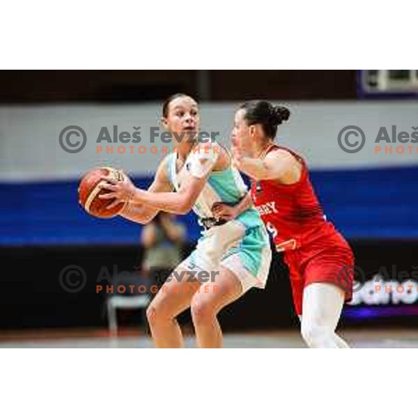 Lea Bartelme of Slovenia in action during basketball match between Slovenia and Hungary, FIBA Women\'s EuroBasket Qualifiers, Ljubljana, Slovenia on November 10, 2024
