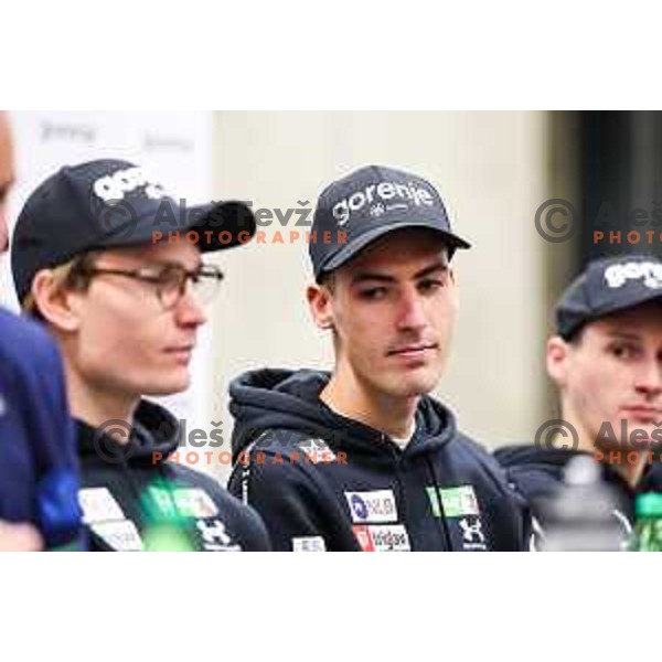 Timi Zajc of Slovenia Men\'s Ski jumping team during Slovenia Ski-jumping team press conference in Ljubljana, Slovenia on November 11, 2024 