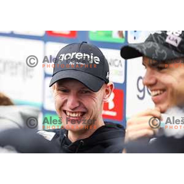 Lovro Kos of Slovenia Men\'s Ski jumping team during Slovenia Ski-jumping team press conference in Ljubljana, Slovenia on November 11, 2024 