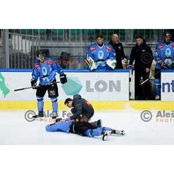 Lovro Kumanovic of SZ Olimpija in action during IceHL hockey match between SZ Olimpija and KAC Klagenfurt in Ljubljana, Slovenia on November 17, 2024. Photo: Filip Barbalic