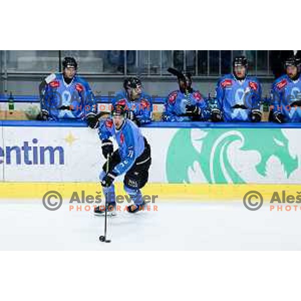 Ziga Mehle of SZ Olimpija in action during IceHL hockey match between SZ Olimpija and KAC Klagenfurt in Ljubljana, Slovenia on November 17, 2024. Photo: Filip Barbalic