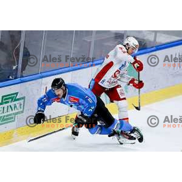 Ziga Pavlin of SZ Olimpija in action during IceHL hockey match between SZ Olimpija and KAC Klagenfurt in Ljubljana, Slovenia on November 17, 2024. Photo: Filip Barbalic