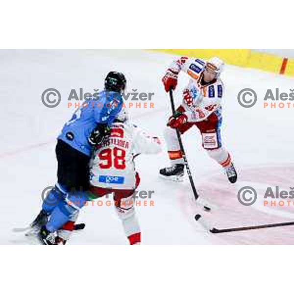 Johannes Bischofberger of KAC Klagenfurt in action during IceHL hockey match between SZ Olimpija and KAC Klagenfurt in Ljubljana, Slovenia on November 17, 2024. Photo: Filip Barbalic