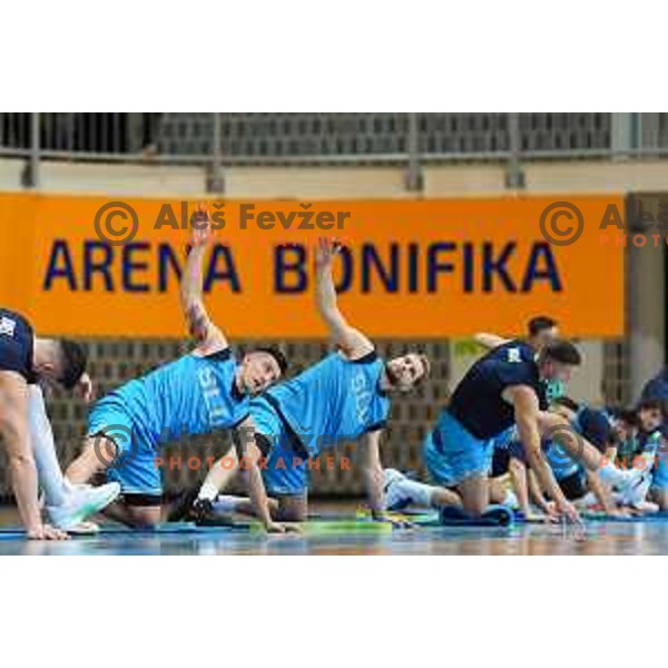 Matic Rebec and Jaka Blazic of Slovenia National Basketball team during practice session in Arena Bonifika, Koper, Slovenia on November 18, 2024
