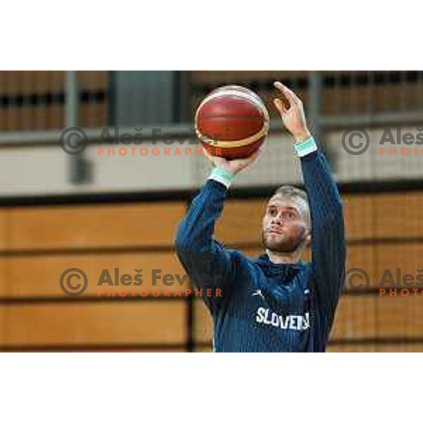 Leon Stergar of Slovenia National Basketball team during practice session in Arena Bonifika, Koper, Slovenia on November 18, 2024