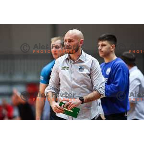 Ziga Lesjak, head coach of Slovenj Gradec during 1.NLB League handball match between LL Grosist Slovan and Slovenj Gradec in Ljubljana, Slovenia on November 22, 2024