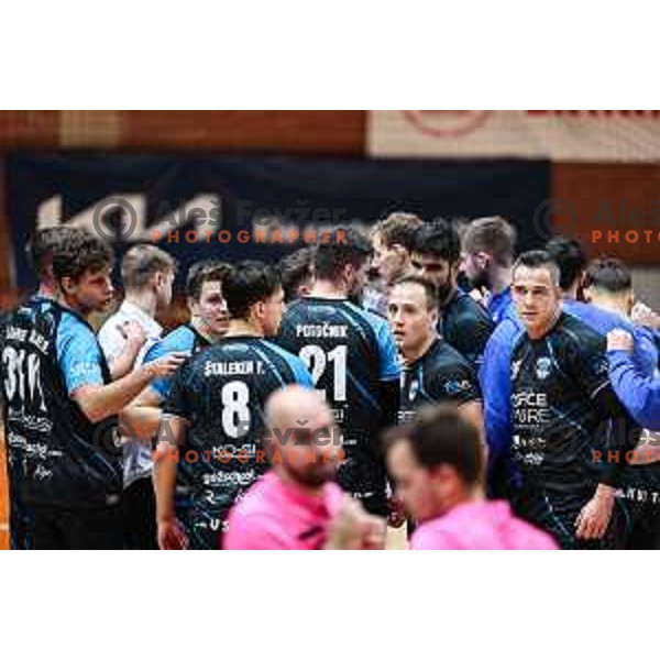 in action during 1.NLB League handball match between LL Grosist Slovan and Slovenj Gradec in Ljubljana, Slovenia on November 22, 2024