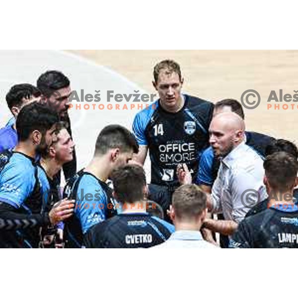 Ziga Lesjak, head coach of Slovenj Gradec during 1.NLB League handball match between LL Grosist Slovan and Slovenj Gradec in Ljubljana, Slovenia on November 22, 2024