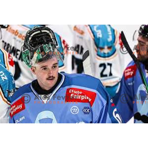 Lukas Horak in action during IceHL match between SZ Olimpija and Black Wings Linz in Ljubljana, Slovenia on November 22, 2024