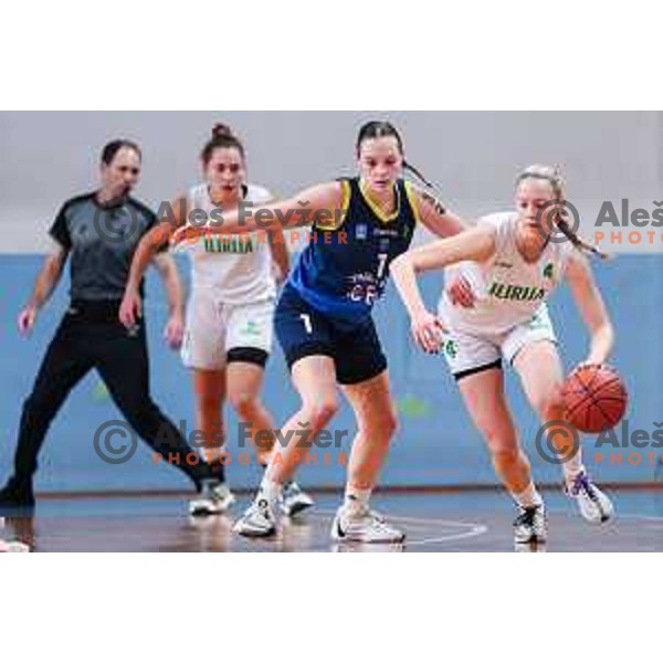 Lea Barteleme in action during 1.SKL Women basketball match between Ilirija and Cinkarna Celje in Ljubljana, Slovenia on November 23, 2024