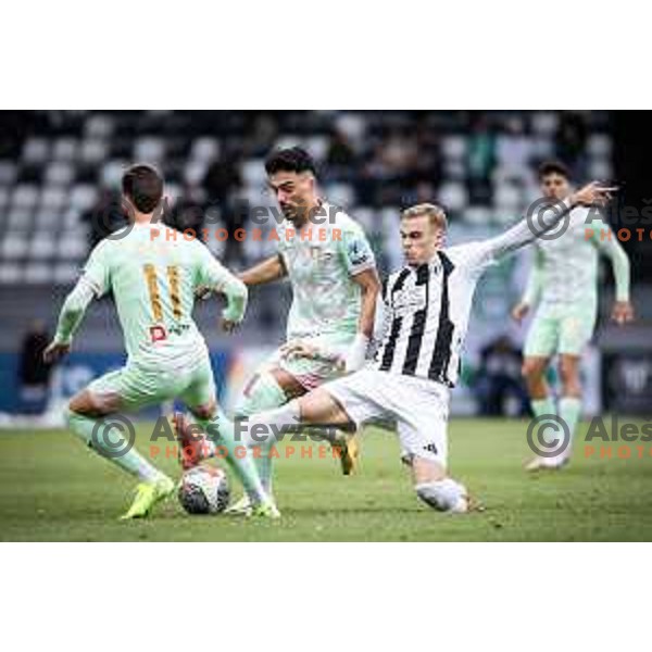 Jorge Silva and Aljaz Antolin in action during Prva liga Telemach football match between Mura and Olimpija in Fazanerija, Murska Sobota, Slovenia on November 24, 2024. Photo: Jure Banfi