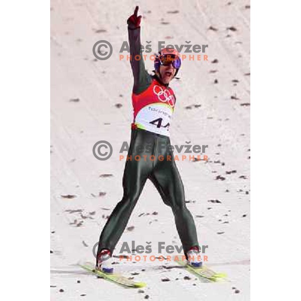 Kofler (AUT) at 120 m individual ski jumping event in Pragelato at Torino 2006 Winter Olympic games, Italy on February 18, 2006