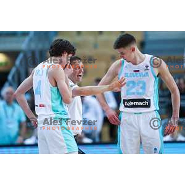 Mark Padjen and Aleksander Sekulic, head coach of Slovenia during FIBA EuroBasket 2025 Qualifiers between Slovenia and Portugal in Arena Bonifika, Koper, Slovenia on November 25, 2024