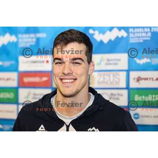 Peter John Stevens of Slovenia Swimming team during press conference in Ljubljana on November 27, 2024