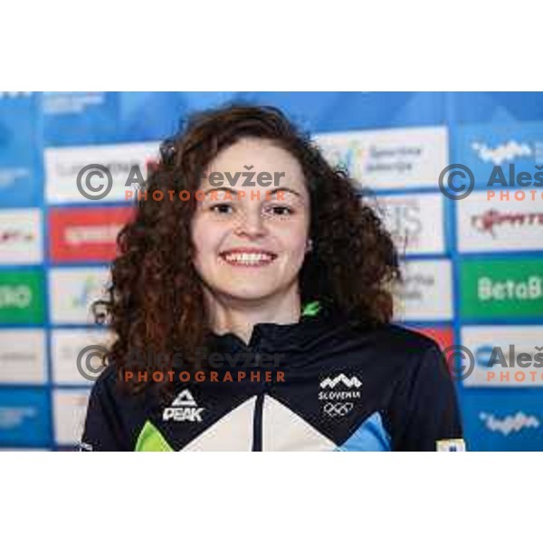 Katja Fain of Slovenia Swimming team during press conference in Ljubljana on November 27, 2024