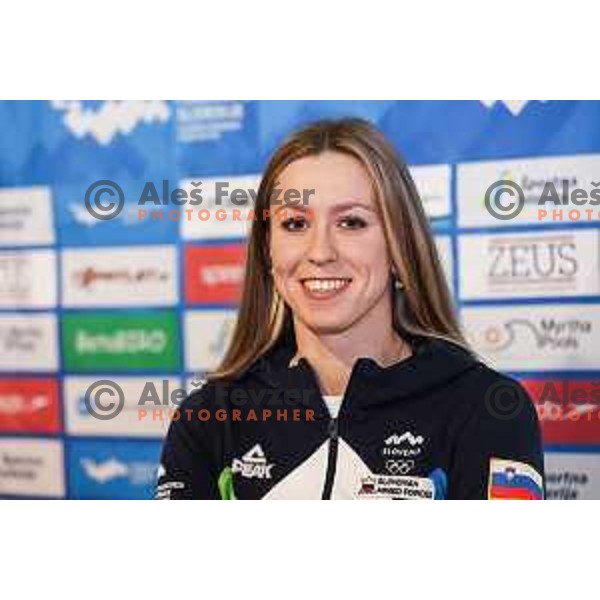 Janja Segel of Slovenia Swimming team during press conference in Ljubljana on November 27, 2024