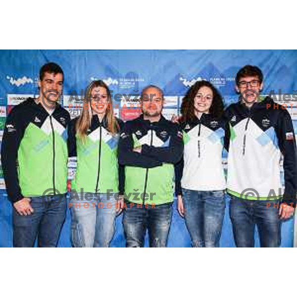 Peter John Stevens, Janja Segel, Tomaz Torkar, Katja Fain and Saso Boskan of Slovenia Swimming team during press conference in Ljubljana on November 27, 2024 