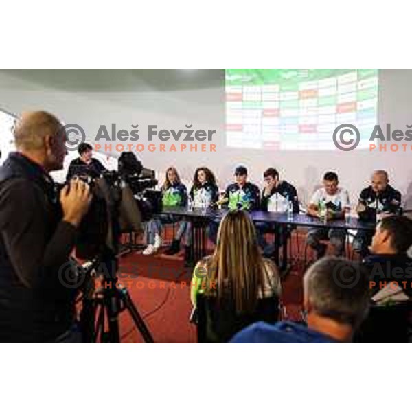 Peter John Stevens of Slovenia Swimming team during press conference in Ljubljana on November 27, 2024