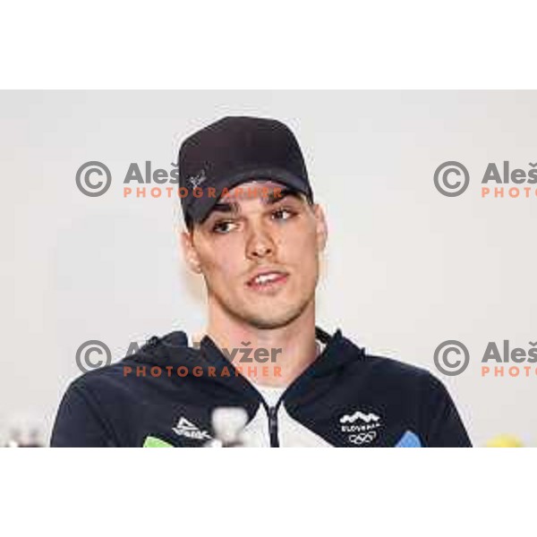 Peter John Stevens of Slovenia Swimming team during press conference in Ljubljana on November 27, 2024