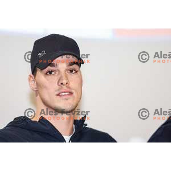 Peter John Stevens of Slovenia Swimming team during press conference in Ljubljana on November 27, 2024