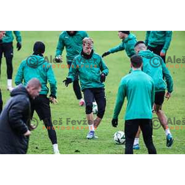 Justas Lesickas during practice session of NK Olimpija before UEFA Conference League match against Larne in Ljubljana on November 27, 2024