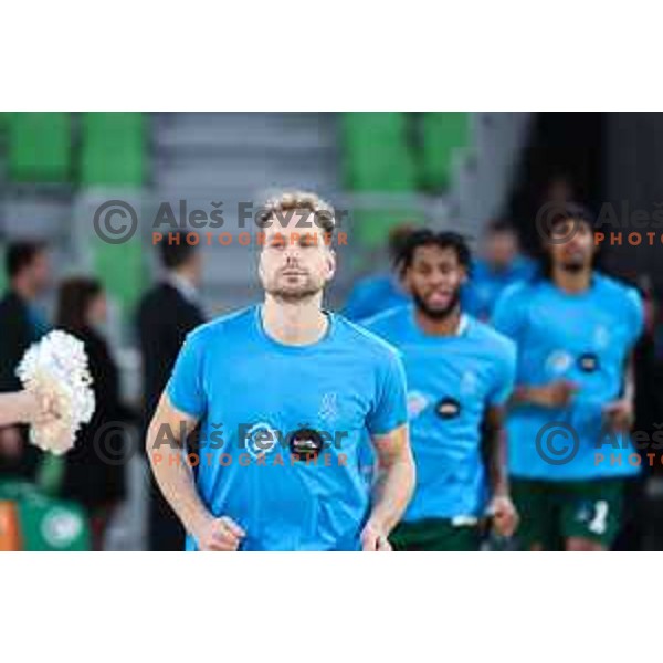 Jaka Blazic during warm-up prior to BKT EuroCup 2024/2025 basketball match between Cedevita Olimpija and Veolia Towers Hamburg in SRC Stozice, Ljubljana, Slovenia on November 28, 2024
