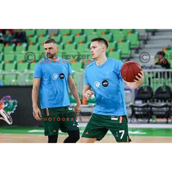 Gregor Glas during warm-up prior to BKT EuroCup 2024/2025 basketball match between Cedevita Olimpija and Veolia Towers Hamburg in SRC Stozice, Ljubljana, Slovenia on November 28, 2024
